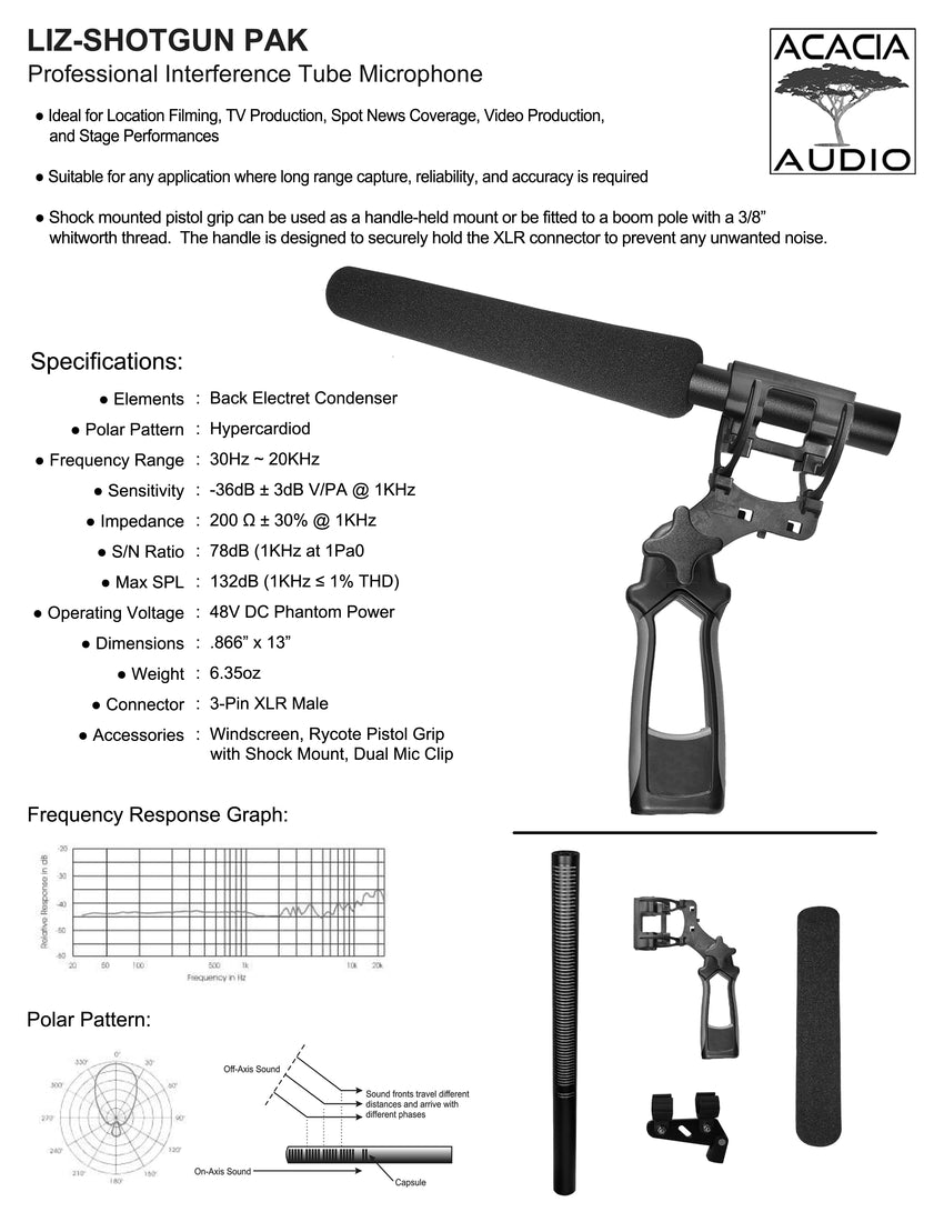 LIZ-SHOTGUN PAK by Acacia Audio | Hypercardioid Condenser Microphone with Grip
