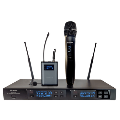 AT-5250 | 2 Channel Wireless Microphone System with 1 Handheld Mic, 1 Lavalier Mic, 1 Bodypack Transmitter