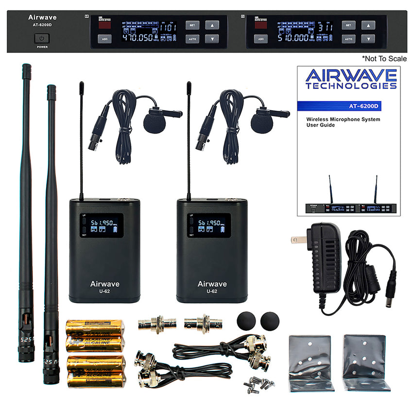 AT-6220D | 2 Channel Digital Wireless with 2 Lavaliers and 2 Bodypacks