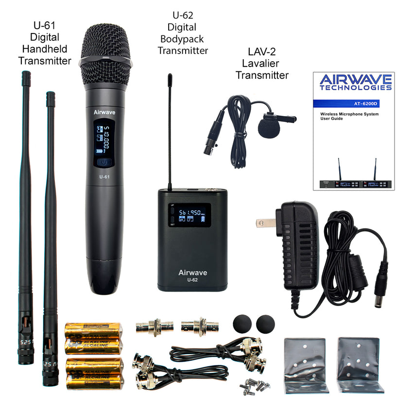 AT-RS10D | 10 Channel Digital Wireless Microphone System with 10 Handhelds, 10 Headsets, 10 Lavalier Mics, 10 Bodypacks