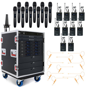 AT-RS10D | 10 Channel Digital Wireless Microphone System with 10 Handhelds, 10 Headsets, 10 Lavalier Mics, 10 Bodypacks