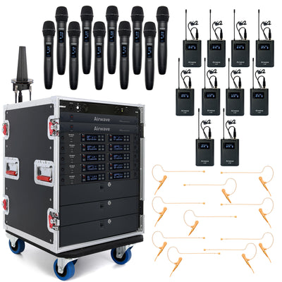 AT-RS10D | 10 Channel Digital Wireless Microphone System with 10 Handhelds, 10 Headsets, 10 Lavalier Mics, 10 Bodypacks