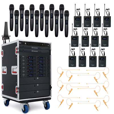 AT-RS12D | 12 Channel Digital Wireless Microphone System with 12 Handhelds, 12 Headsets, 12 Lavalier Mics, 12 Bodypacks