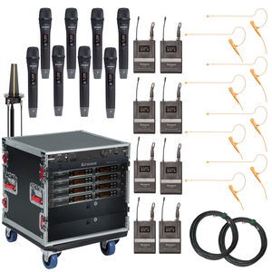 AT-RS8 | 8 Channel Wireless Microphone System with 8 Handhelds, 8 Lavaliers, 8 Headsets with Bodypacks