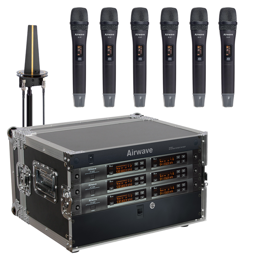 AT-SYS-6-HH | 6 Channel Wireless Microphone System with 6 Handhelds