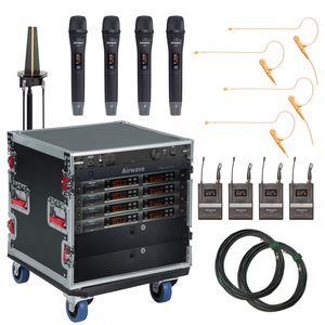 AT-SYS-8-COMBO | 8 Channel Wireless Microphone System with 4 Handhelds, 4 Lavaliers, 4 Headsets with Bodypacks