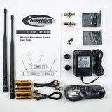 Airwave Technologies 2 channel dual wireless microphone system handheld headset bodypack Shure Audio Technica Sennheiser 